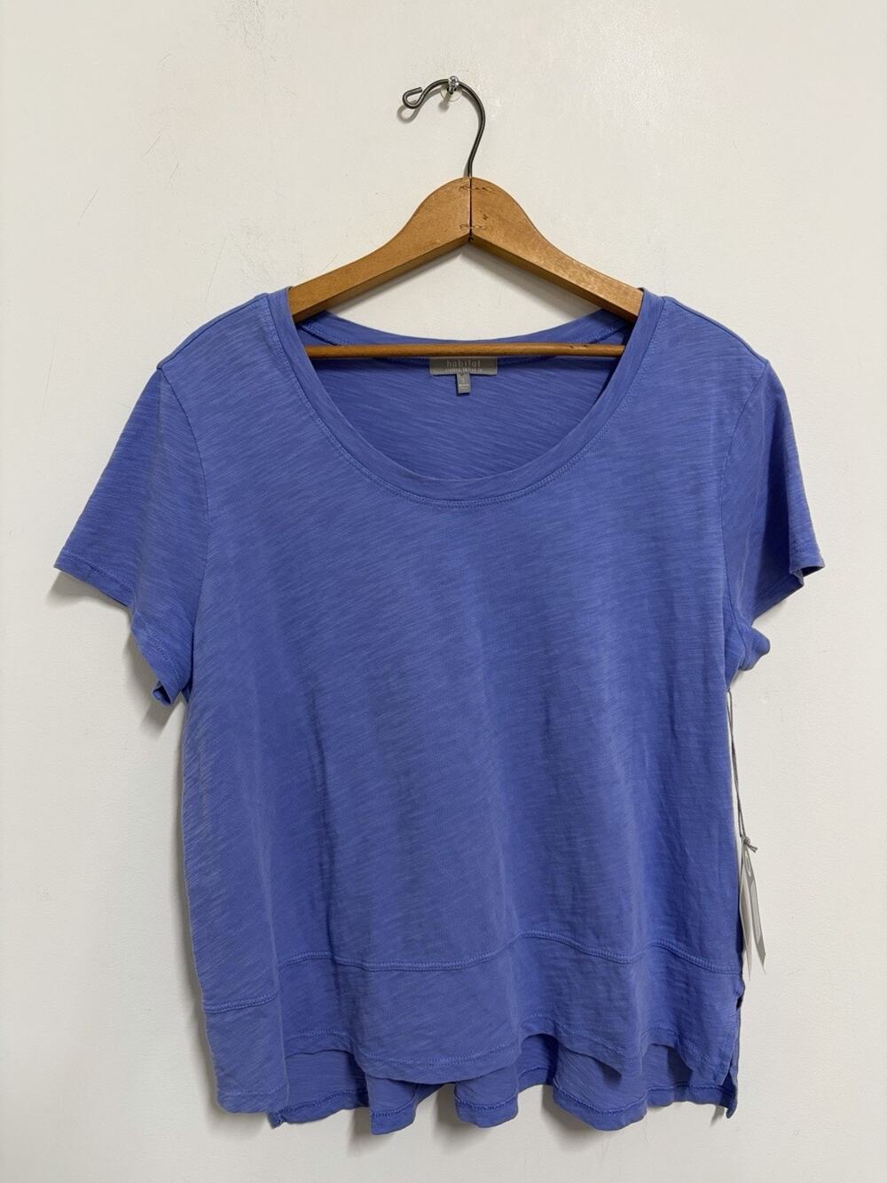 NWT $64 Habitat Cornflower Blue T Shirt Hi Low Cotton Size Small
